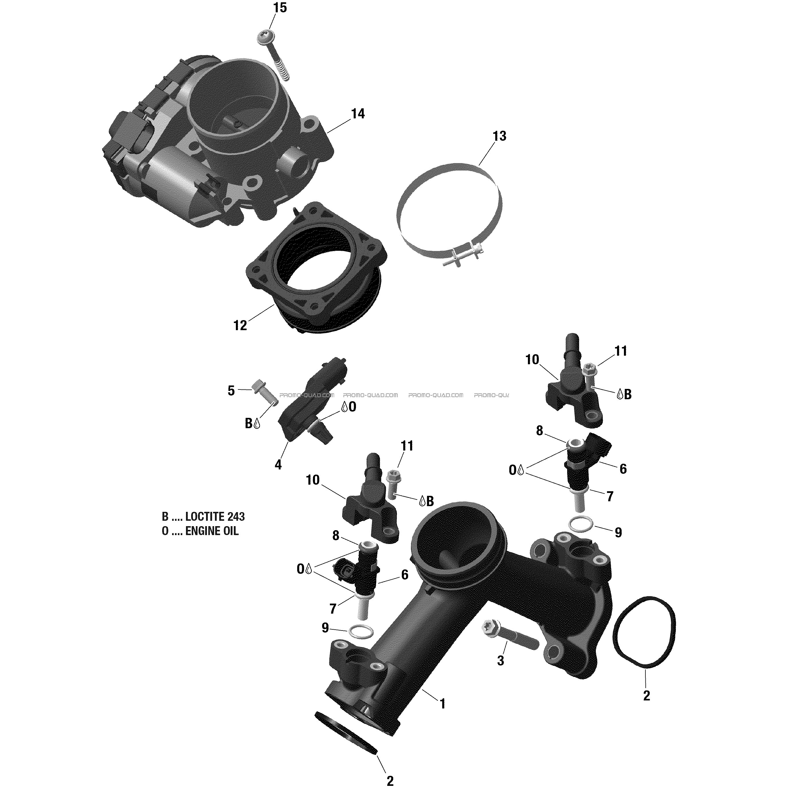 Rotax Collecteur Admission Air Et Carter De Papillon Pour Quad Can Am